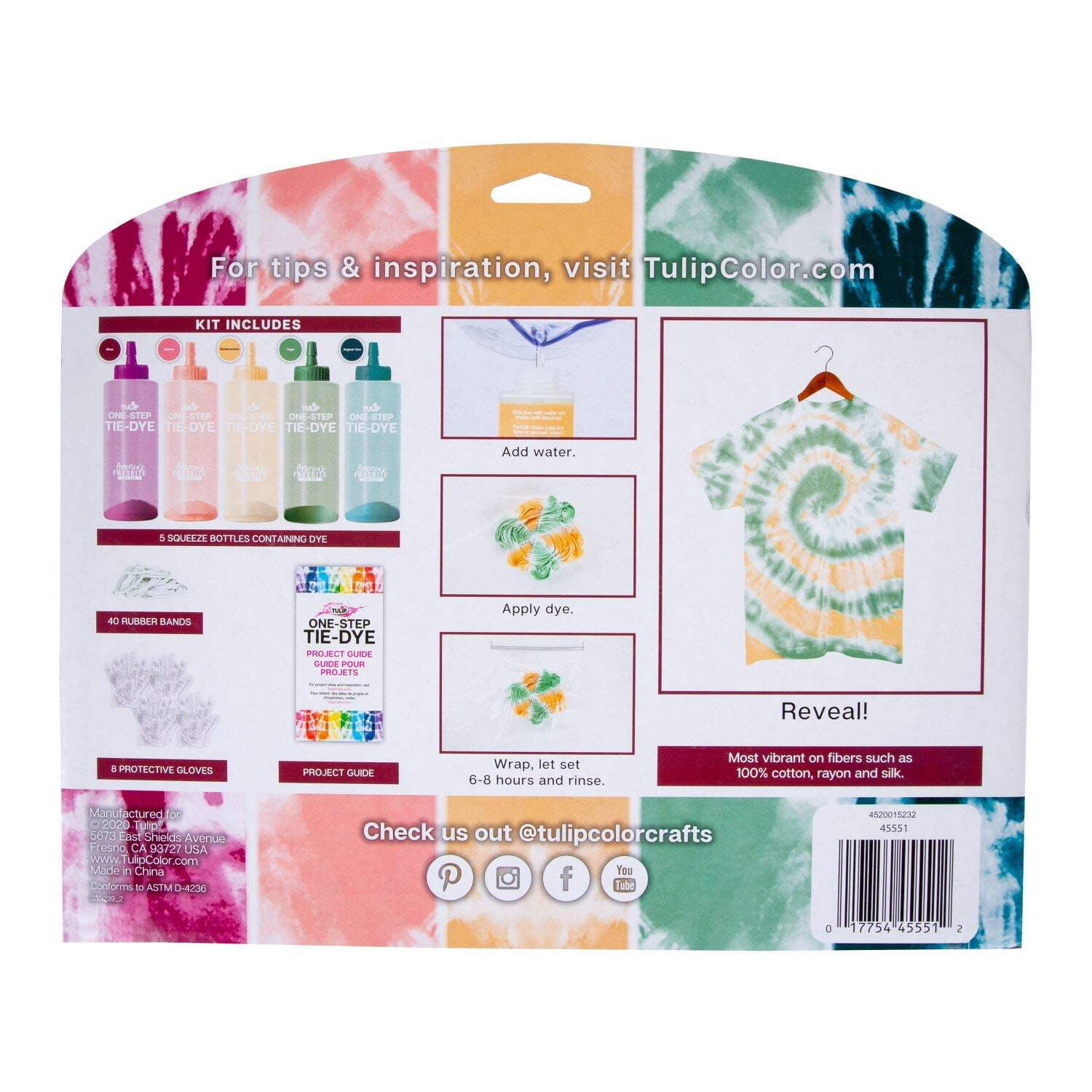 Tulip One-Step Tie-Dye 5 Color Kit Wilderness, Nature-Inspired Colors in 8 fl oz Bottles