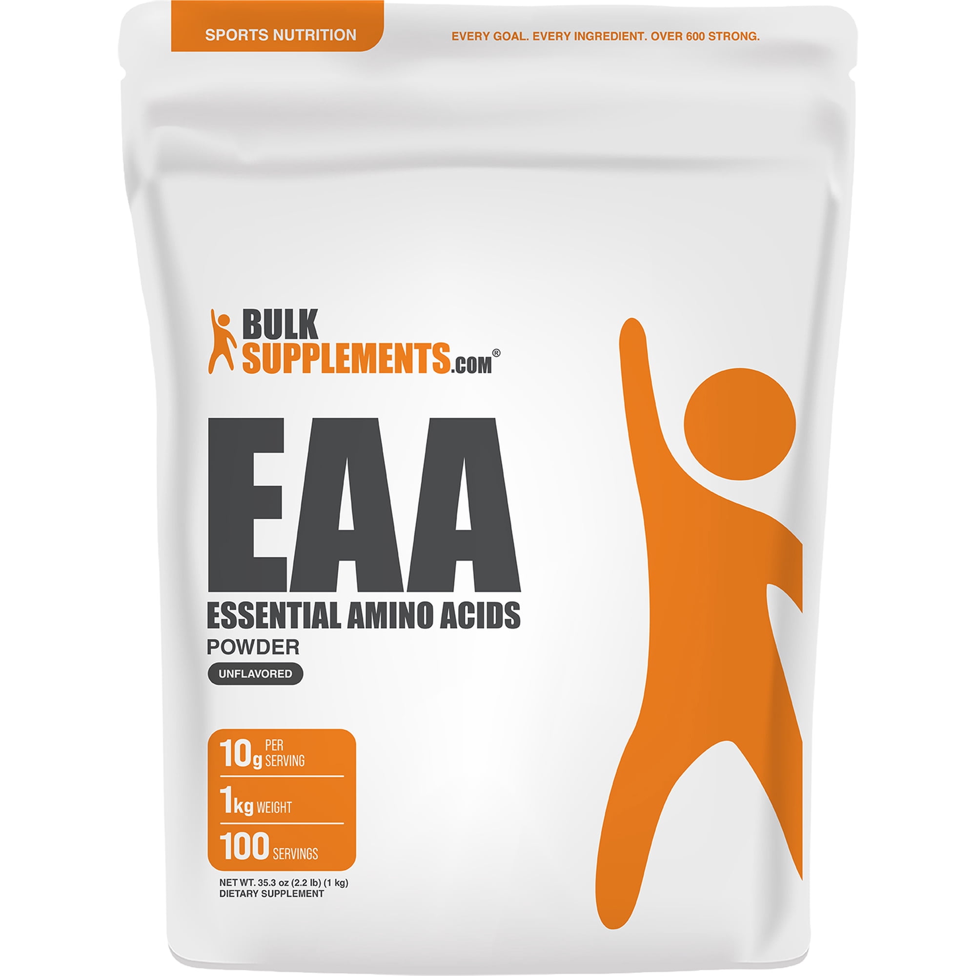 BulkSupplements EAA Powder - Dietary Supplement, Essential Amino Acids Powder, Unflavored, 1kg (2.2 lbs)