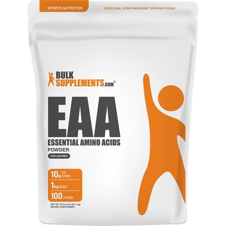 BulkSupplements EAA Powder - Dietary Supplement, Essential Amino Acids Powder, Unflavored, 1kg (2.2 lbs)