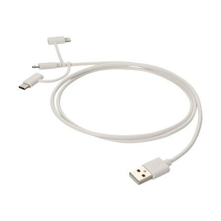 3ft [1m] USB-A 2.0 to , USB-C 3.1, Micro-USB 2.0 [B] Male to Male White Cable (usb2lgtcm1mw)