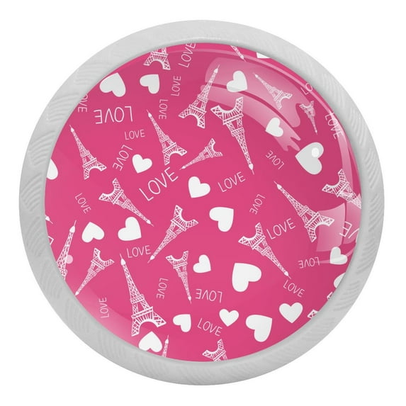 4PCS Round Eiffel Tower Cabinet Fluorescence Knob Glowing in the Dark Furniture Drawer Pulls Handle with Screws