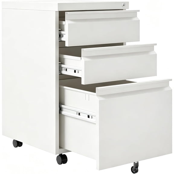 3 Drawer Mobile File Cabinet with Lock,Under Desk Metal Filing Cabinets for Home Office Organizer Letters/Legal/A4