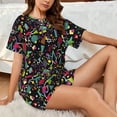 thumbnail image 4 of Wukai Colorful Geometric Figures Women's Pajama Set,Short-Sleeve Top and Shorts with Elastic Waistband and Pockets for Loungewear, Yoga, and Casual Wear-Medium, 4 of 8