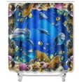 thumbnail image 2 of Manatee Shower Curtain Set Blue Ocean Marine Animal Waterproof Bath Curtain Sets with Non Slip Rugs 4pcs Bathroom Decor Accessories, 2 of 6