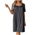 thumbnail image 2 of YgkuHd Cotton Nightgowns for Women Womens Solid Color Lace V Neck No Sleeved Loose Casual Mid Calf Nightgown Casual Print Sleepdress, 2 of 8