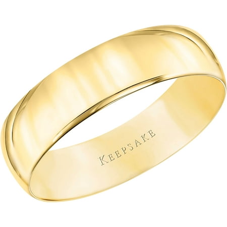 Men's 10kt Yellow Gold Wedding Band With High-Polish Finish, (Best Wedding Band For Man)