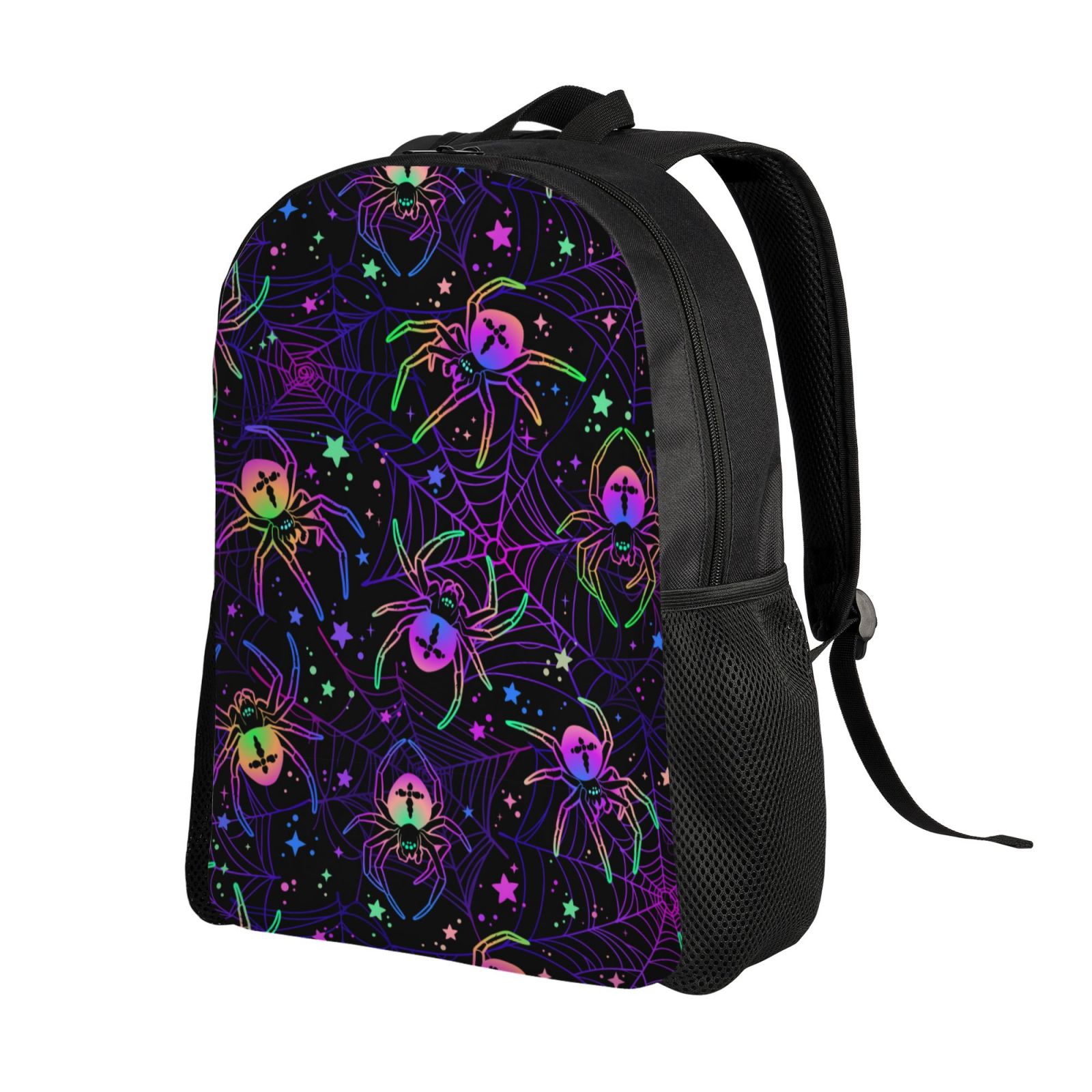 Xecao Multi-colored Spiders Print School Backpack with Laptop Compartment Small Travel Laptop Backpack for Women Men Waterproof College Backpack Simple School Bag