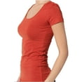 thumbnail image 2 of Essential Basic Scoop Neck Short Sleeve Tee for Women Tshirt - Junior, Rust, L, 2 of 3