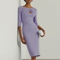 thumbnail image 3 of Women's Party Dress Evening Dress 3/4 Sleeve Fitted Elegant Cocktail Dress for Spring Fall Banquet Wedding Guest,Purple,L, 3 of 6