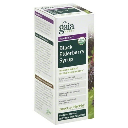 Gaia Herbs Gaia RapidRelief Black Elderberry Syrup, 5.4 (Best Organic Elderberry Syrup)