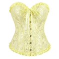 thumbnail image 2 of Women's Lace Up Corset Boned Floral Overbust Lingerie Bustier Bodyshaper Top Corset Tops for Women Bustier Shapewear Lingerie Lace Waist Push Up Bodysuit Overbust Boned Corset, Yellow XS, 2 of 6