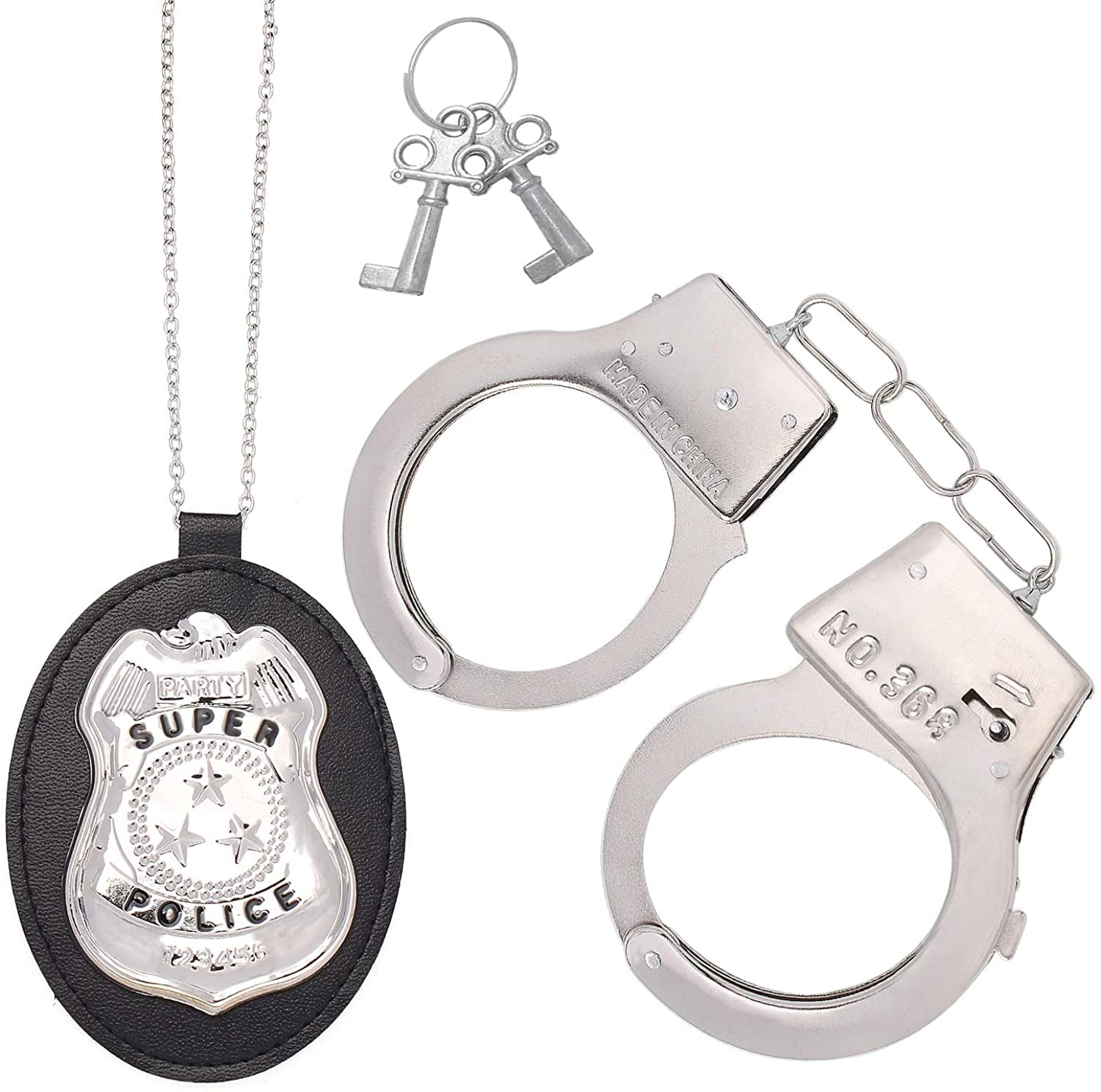Beelittle Police Handcuffs Badge Cop Costume for Swat Detective FBI
