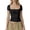 Black, variant on Women's Casual Fitted Square Neck Short Sleeve Top Basic Solid Color Tee Shirt, White M