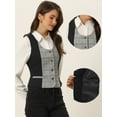 thumbnail image 2 of DARING DIVA Women's Vintage Waistcoat Vest Plaid Button Down Vests XL Black, 2 of 6