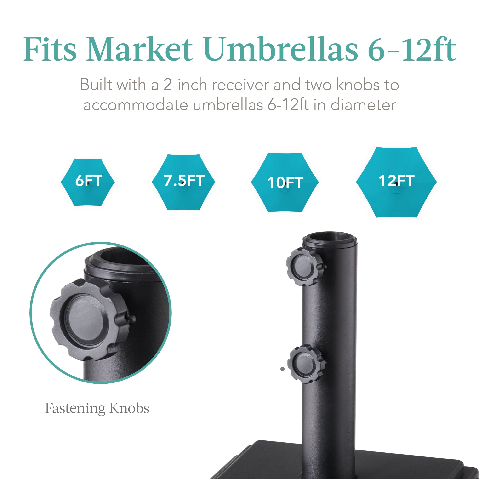 Best Choice Products Mobile Umbrella Base, Fillable Heavy-Duty Market Stand w/4 Wheels, 2 Locks, 120lb Capacity - Black