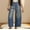 Dark Blue, variant on Women High Waisted Barrel Jeans Side Seamed Loose Fit Denim Pants with Pockets Straight Ankle Wide Leg Ripped Jeans Frayed Hem Stretchy Capri Denim Pants