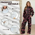 thumbnail image 7 of SCRAWLGOD Valentine's Day Decor Heart Butterfly Spot Print Pink Black Women 2 Piece Outfits Fall Sweatsuits Turtleneck Sweatshirt Wide Leg Sweatpants Lounge Sets Comfy Fashion Pullover Tracksuit, S, 7 of 7