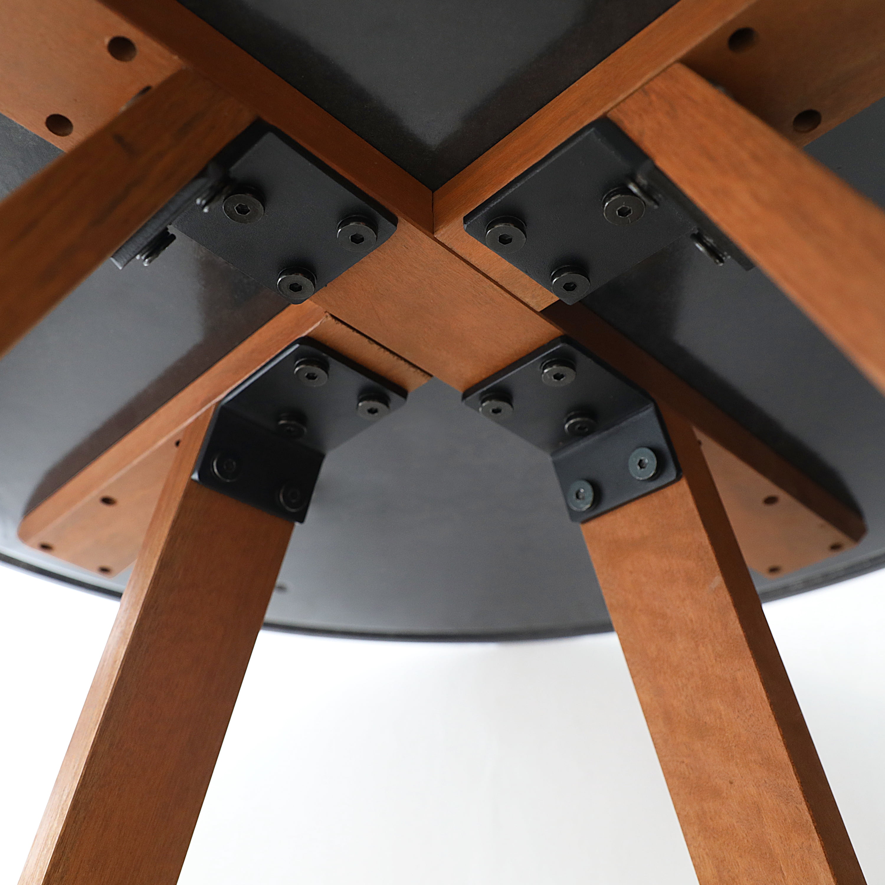 Furinno REDANG Outdoor 4-Leg Round Smart Top Table, Black Walnut
