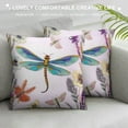 thumbnail image 3 of Creowell  Lavender Purple Flower Reversible Print Pillow Cover,Dragonfly Wildlife Animal Decorative Cushion Cover,Natural Theme Couch Pillow Cover for Bed or Sofa,Single Pack, 3 of 5