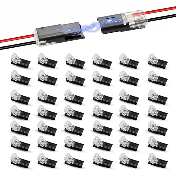 50 Pack Wire Connectors, Low Voltage 2 Pin Quick Splice Wire Connectors, Solderless Wire Splice Connector for 12V Landscape Lighting, LED Light Strips, and Home Wiring Projects