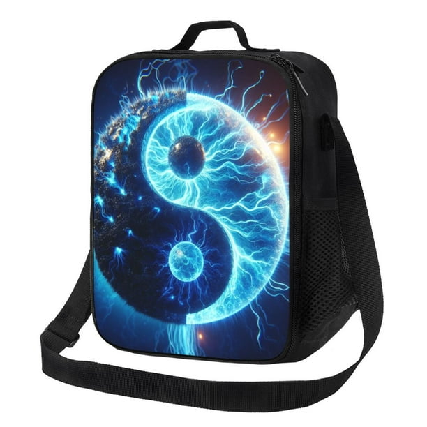 Disketp Blue Yin And Yang Bolsa Térmica Estampada para Almuerzo, Lonchera para Hombres y Mujeres Adultos