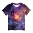 thumbnail image 4 of enyan Girls Starry Sky Printed Pattern Short Sleeve T Shirts Kids Summer Tops Crewneck Tees 5-14 Years Teen Tops,Purple,4-5 Years, 4 of 4