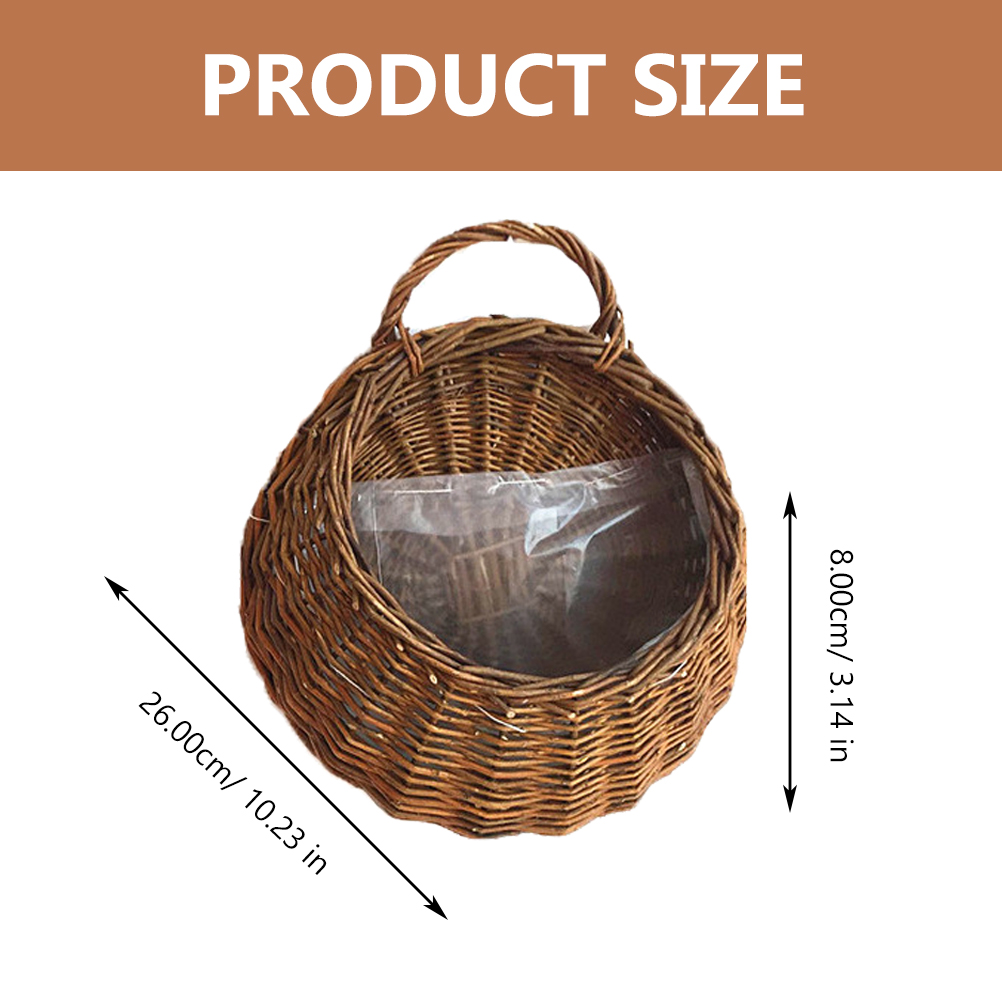 Gymnture Wicker Hanging Flower Planter: 2pcs Round Railing Planter (26x20cm)