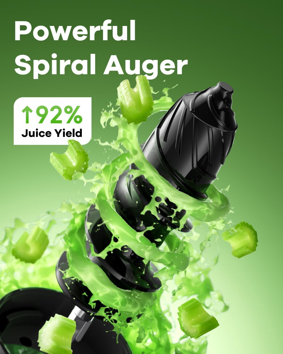 Cold Press Juicer Machine: Easy to Clean Slow Masticating Juicer Extractor for Veggies and Fruits, 92% Juice Yield High Nutrient and Vitamin, Quiet Motor & Reverse Function with Brush, Silver