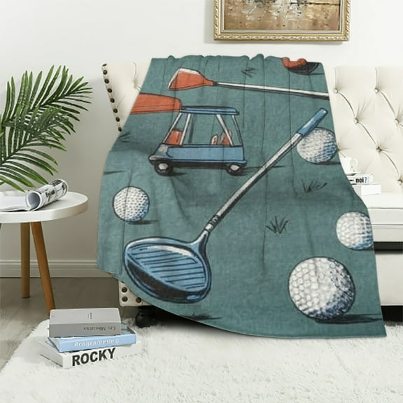 Autua Golf Blanket Cart and Equipment Throw Blankets,Birthday Gifts for Kids Adult & Sport Lovers,Lightweight Soft Fleece Cozy for Sofa Couch Bed Room Art Modern Decor  40x50in
