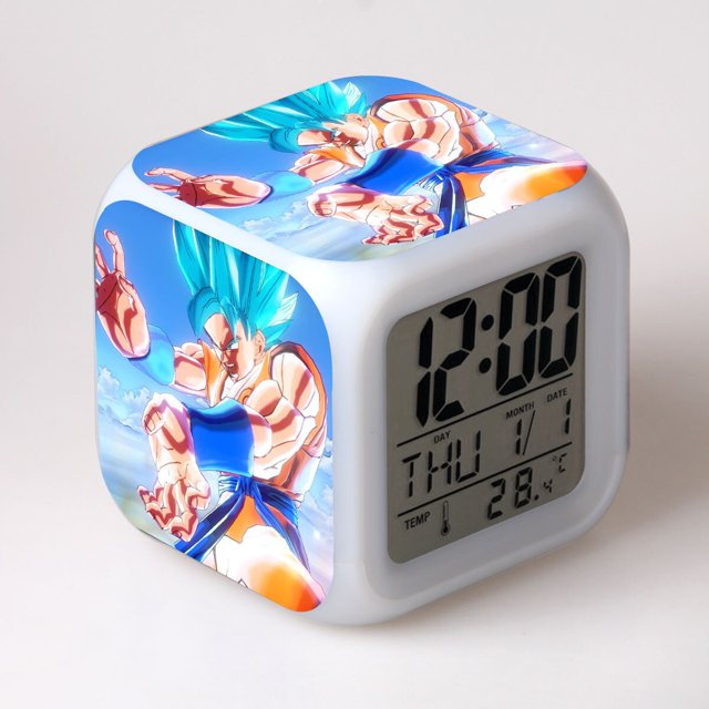 Reloj despertador de Dragon Ball para niños, despertador LED colorido, figura de dibujos animados luminosa, Son Goku, Vegeta, luz nocturna, regalos de juguete