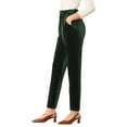 thumbnail image 5 of INSPIRE CHIC Women's Velvet Elegant High Waist Trousers with Pockets Work Ankle Pants M Deep Green, 5 of 6