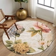 thumbnail image 3 of Vintage Hydrangea Floral Round Area Rug 5 FT, Non Slip Bedroom Rugs, Spring Botanical Flowers Washable Soft Circular Carpet Non-Shedding Floor Mat for Kitchen Dining Room Foyer Balcony Dorm, 3 of 8