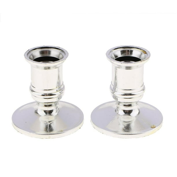 2 mini portavelas con base de pilar, portavelas, candelabro Opción 1 2 piezas de plata
