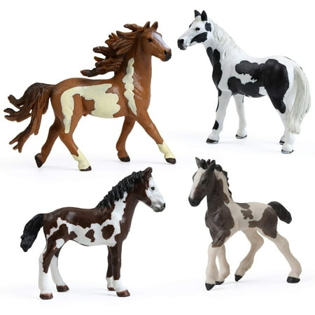 UANDME 4PCS Pinto Horse Toy, Realistic Plastic Horse Figurines, Horse ...