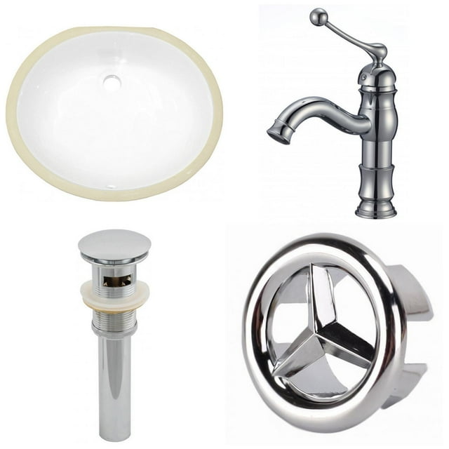 19.5-in. W CUPC Oval Bathroom Undermount Sink Set In White - Chrome Hardware - Overflow Drain Incl. AI-25995