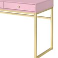 thumbnail image 7 of GZXS 42 Inch Vanity Desk with Removable Mirror and Jewelry Tray, 2 Drawers & Crystal Handles, Pink Makeup Table with Gold Metal Legs, 7 of 7