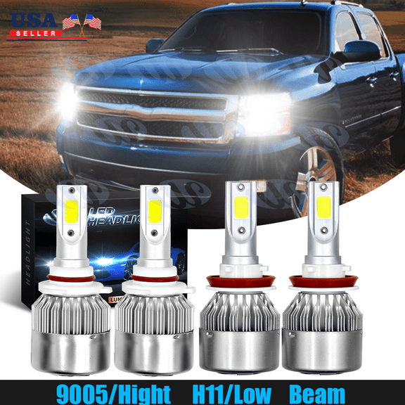 4x 6000k LED Headlight Kit Bulbs For Chevy Silverado 1500 2007-2015 Hi/Low Beam