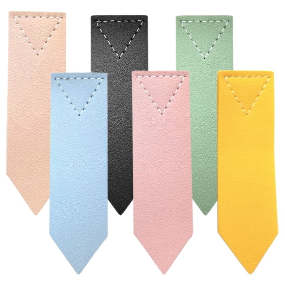 HOOWIFFY PU Bookmarks, Assorted Colors, 6 Pieces Portable Book Markers for Home, Office, School Use