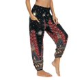 thumbnail image 4 of Previn Women's Boho Yoga Pants Indian Dance Pants Long Casual Soft Cinched Bottom Elastic Waisted Lightweight Bohemian Harem Genie Pants Style11 Small-X-Large, 4 of 4