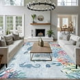 thumbnail image 3 of Sea Turtle Large Area Rugs 6x9 ft Watercolor Seaweed Fish Coral Seahorse Blue Letter Texture Washable Rug Non Slip Indoor Carpet Absorbent Floor Mat for Living Room Bedroom Dining Room, 3 of 9