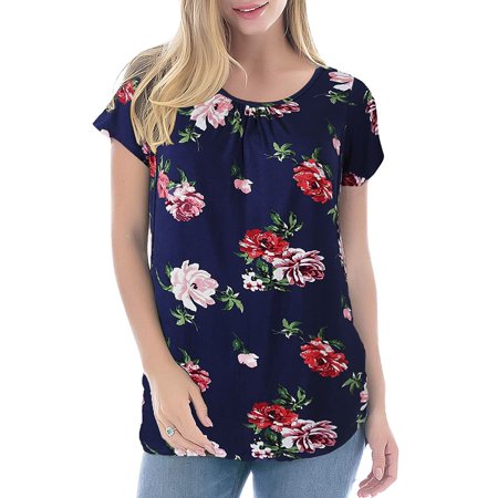

Wesracia Women Maternity Short Sleeve Floral Print Nursing Tops T-shirt For Breastfeeding