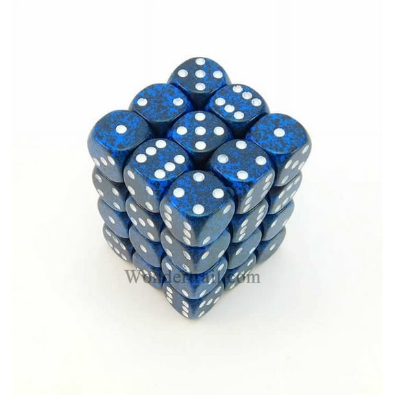 Stealth Speckled D6 Dice with White Pips 12mm (1/2in) Pack of 36 Dice Chessex