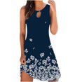 thumbnail image 2 of ICHUANYI Clearance Women's Fashion Sexy Vintage Sleeveless Printed Round Button Dresses(Blue, M) ICHUANYI WER2023080912366, 2 of 9