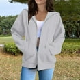 thumbnail image 2 of Gkeoshab Sweatshirt Women's Oversized Zip Up Hoodie Lightweight Thin Long Sleeve Hooded Sweatshirt with Pockets Polyester,Spandex Light Ashy L, 2 of 8