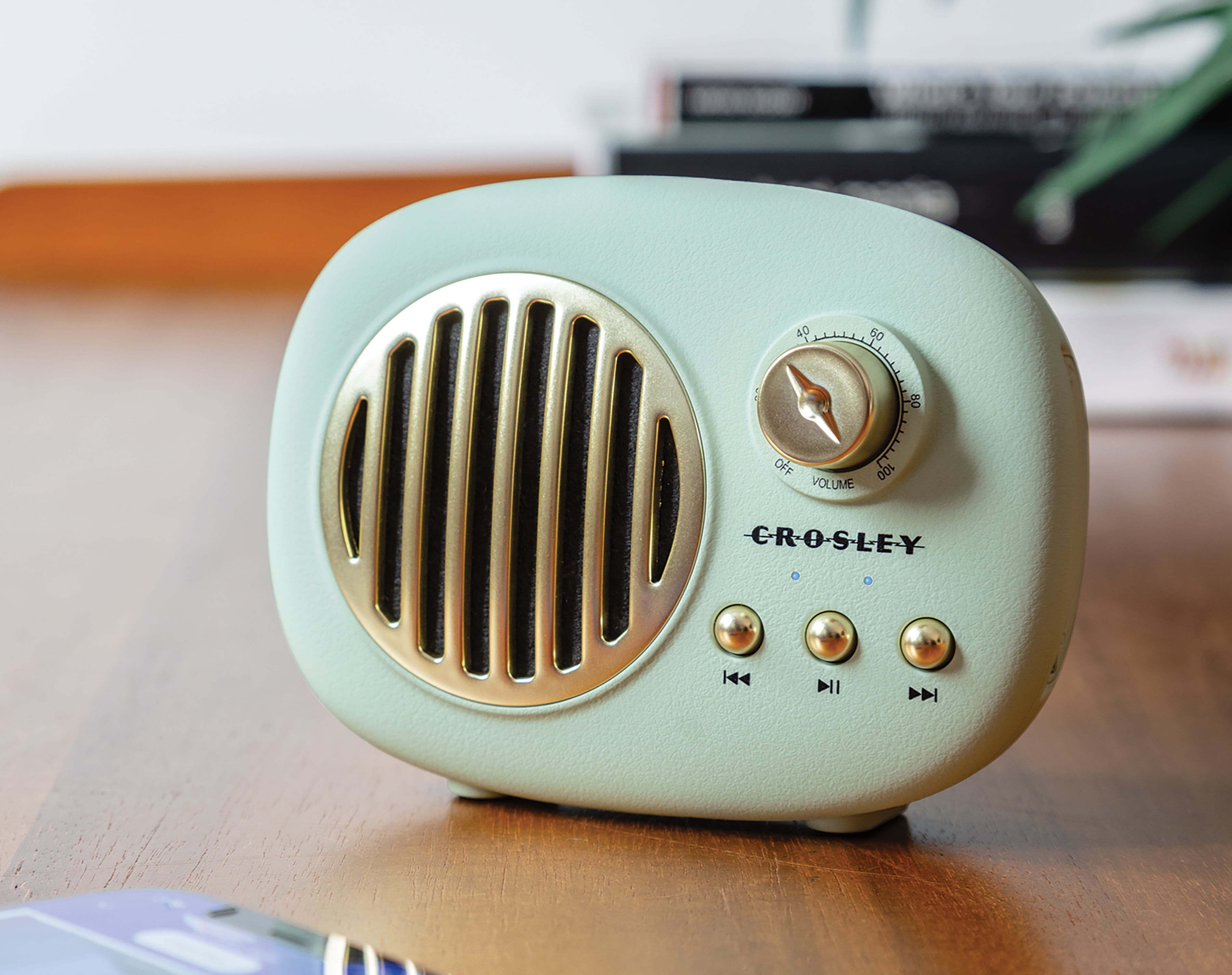 Crosley Piper Retro Portable Bluetooth Speaker with Microphone, Rechargeable, Modern, Vintage