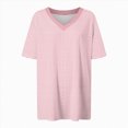 thumbnail image 4 of TOWMUS Womens T Shirts V Neck Short Sleeve Casual Tops Loose Fit Basic Tees With Curved Hem, 4 of 6