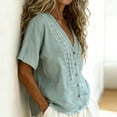 thumbnail image 5 of Kelon Short Sleeve Womens Linen Cotton Tops Vacation Casual Outfits Blouses Dressy Casual Summer Outfits 2026, 5 of 7