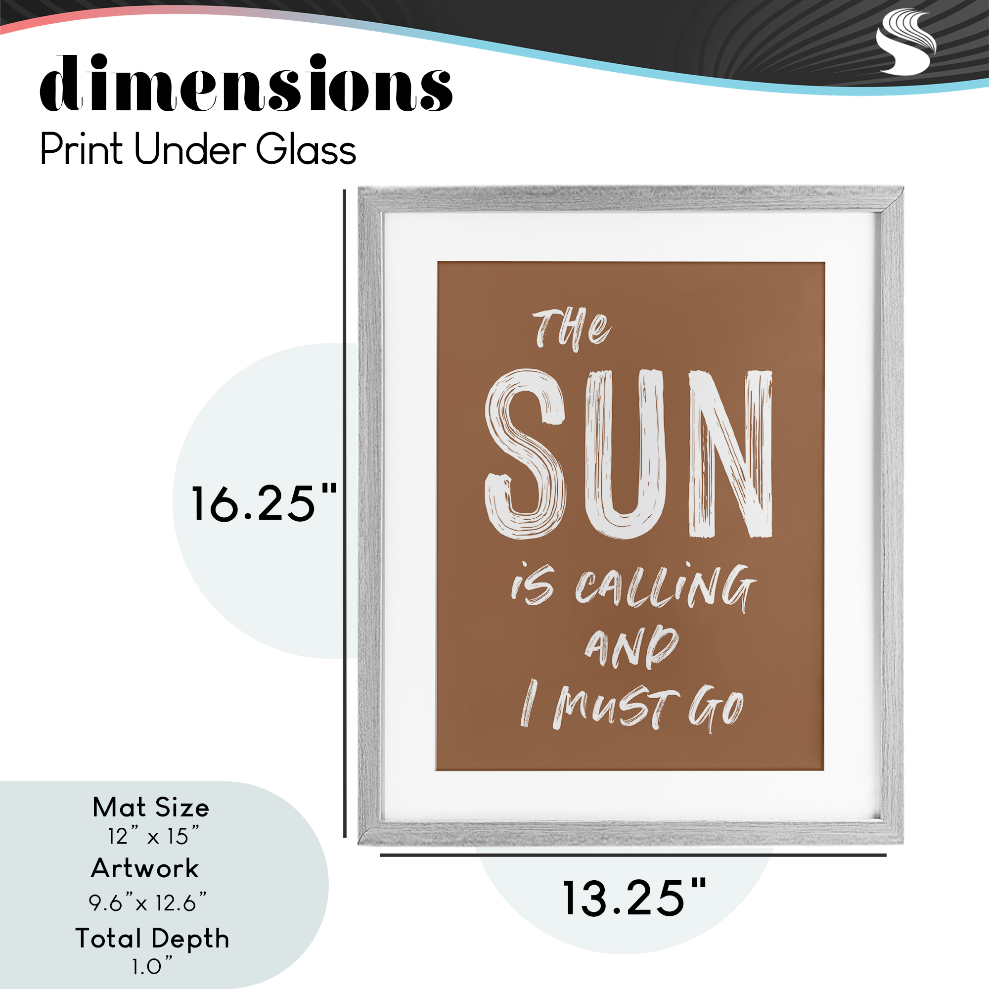 Sun Is Calling Must Go Gray Framed Print Under Glass, design by Lettered and Lined