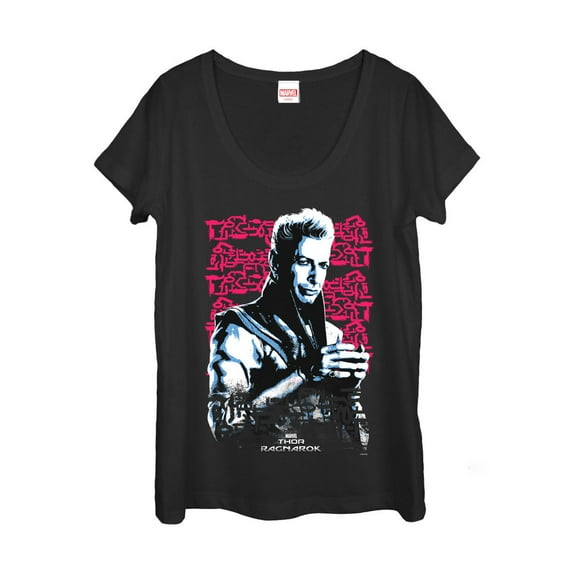 Women's Marvel Thor: Ragnarok Grandmaster Script  Scoop Neck Black Small