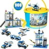 900 Pieces City Police, City Police Station Building Kit, City Police Building Bricks Toy with Action Cop Car, Helicopter & Patrol Vehicles, Truck Toy for Kids Boys Girls 6-12